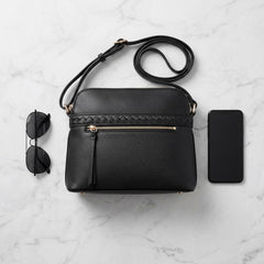Rosvovo 180 Lightweight Leather Crossbody Bag - Medium Shoulder Bag for Women with Adjustable Strap and Zipper Pocket