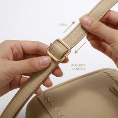 Rosvovo Elegant Vegan Leather Crossbody Bag for Women, Stylish Beige Shoulder Bag & Travel Purse
