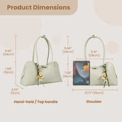 Rosvovo Genuine Leather shoulder Bag for Women with Top Handle, Satchel purse Bowler Handbags with zipper closure
