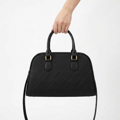Rosvovo Crossbody Dome Satchel Handbag | Structured Black Purse, Women, Small Elegant Handbag, Daily Use, Professional Work