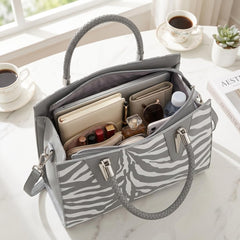 Rosvovo Zebra Print Purse | Oversized Striped Satchel Shoulder Bag, Women