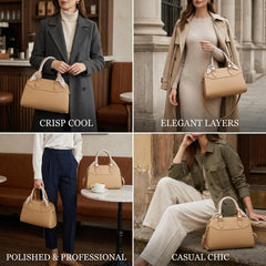 Rosvovo Small Top Handle Bag - Elegant Brown Structured Satchel Purse for Women, Designer-Inspired Small Tote Handbag