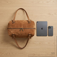 Rosvovo Premium Suede Leather Crossbody Purse for Women, Small Shoulder Bag with Adjustable Strap, Classic Brown Hobo Handbag