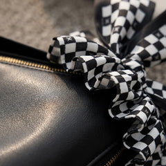 Rosvovo Fashion Bow Shoulder Bag - Coquette Style Checkered Purse for Women