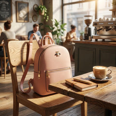 Rosvovo Leather Backpack for Women - Stylish Small Fashion Backpack Purse, Pink Casual Shoulder Bag