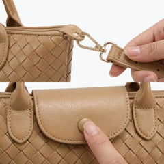 Rosvovo Hand Woven Purse - Designer Inspired Braided Leather Crossbody Bag for Women, Trendy Mini Dumpling Handbag