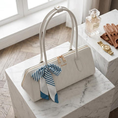 Rosvovo Top Handle Bag | Elegant White Handbag, Women, Structured Designer Inspired, Formal Events, Daily Luxury