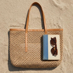 Rosvovo Straw Woven Tote Bag | Stylish Summer Beach Bag, Large Vacation Tote, Women