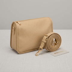 Rosvovo Tan Leather Crossbody Bag for Women - Small Neutral Handbag for Daily Use & Travel