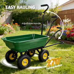 My Depot Garden Dump Cart Wagon 600 Lbs, Heavy Duty Yard Wheelbarrow