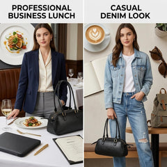 Rosvovo Swing Bag, Leather Bowler Bag with Zip Closure, Versatile Swing Zip Shoulder Bag for Women
