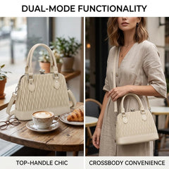 Rosvovo Mini Top Handle Crossbody Bag for Women | Woven Leather Texture Small Handbag, Designer Style Shoulder Bag