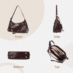 Rosvovo Genuine Leather Hobo Bag for Women, Slouchy tote Bags Purse Shoulder bag