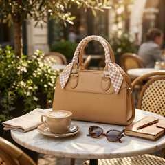 Rosvovo Small Top Handle Bag - Elegant Brown Structured Satchel Purse for Women, Designer-Inspired Small Tote Handbag