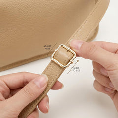 Rosvovo Tan Leather Crossbody Bag for Women - Small Neutral Handbag for Daily Use & Travel