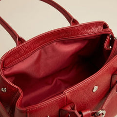 Rosvovo Genuine Leather Slouchy Tote Handbag, Red Shoulder Purse for Women with Adjustable Strap