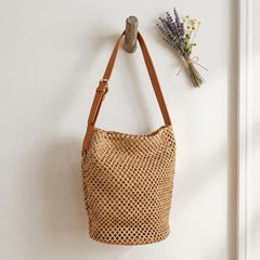 Rosvovo Summer Straw Woven Shoulder Bag | Boho Crochet Beach Bag, Trendy Straw Handbag, Women