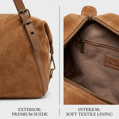 Rosvovo Premium Suede Leather Crossbody Purse for Women, Small Shoulder Bag with Adjustable Strap, Classic Brown Hobo Handbag