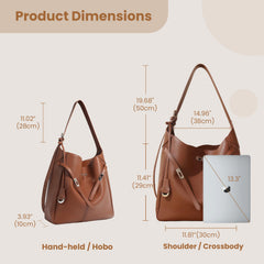 Rosvovo Genuine Leather Hobo Bag for Women, Slouchy tote Bags Purse Shoulder bag