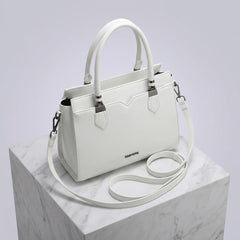 Rosvovo White Crossbody Purse for Women | Elegant Small White Handbag, Silver Hardware
