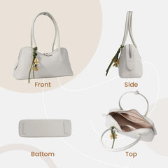 Rosvovo Genuine Leather shoulder Bag for Women with Top Handle, Satchel purse Bowler Handbags with zipper closure
