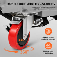 My Depot 400 Lbs Hydraulic Lift Table Cart,Hydraulic Lift Table Cart | 50 in Max Height Scissor Lift, 4 Wheels, Non-Slip Platform, Material Handling Equipment