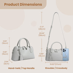 Rosvovo Genuine Leather shoulder Bag for Women with Top Handle, Satchel purse Bowler Handbags with zipper closure
