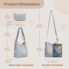 Rosvovo Genuine Leather Crossbody Bags for Women, Trendy Leather Purses Shoulder Bucket bags for women with Adjustable Strap