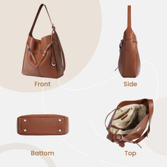 Rosvovo Genuine Leather Hobo Bag for Women, Slouchy tote Bags Purse Shoulder bag