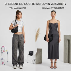 Rosvovo Crescent Shoulder Bag - Trendy Y2K Aesthetic Small Black Purse for Women, Minimalist Hobo Handbag & Evening Clutch
