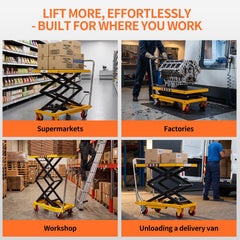 My Depot 400 Lbs Hydraulic Lift Table Cart,Hydraulic Lift Table Cart | 50 in Max Height Scissor Lift, 4 Wheels, Non-Slip Platform, Material Handling Equipment