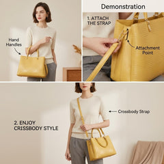 Rosvovo Women's Top Handle Handbag | Classic Yellow Purse, Professional, Social Occasions