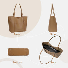 Rosvovo Genuine Leather Tote Bag for Women, Soft Purses Handbags Shoulder Fashion Top Handle Bag Large Capacity