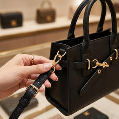 Rosvovo Elegant Vegan Leather Tote Bag for Women, Classic Black Crossbody Purse with Adjustable Shoulder Strap