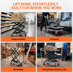 My Depot 400 Lbs Hydraulic Lift Table Cart,Hydraulic Lift Table Cart | 50 in Max Height Scissor Lift, 4 Wheels, Non-Slip Platform, Material Handling Equipment