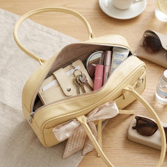 Rosvovo Butter Yellow Shoulder Bag | Trendy Y2K Nylon Bowler Bag, Slouchy Hobo Purse