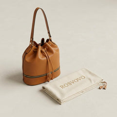 Rosvovo Leather Bucket Bags | Stylish Drawstring Purse, Shoulder Bag, Women