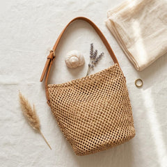 Rosvovo Summer Straw Woven Shoulder Bag | Boho Crochet Beach Bag, Trendy Straw Handbag, Women