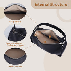 Rosvovo Genuine Leather Purses for Women, Real Leather Women's Shoulder bag Handbag Crossbody Bag Hoho bag