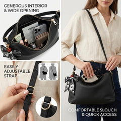 Rosvovo Leather Tote Bag for Women - Slouchy Hobo Shoulder Bag | Designer Inspired, Large Capacity Handbag