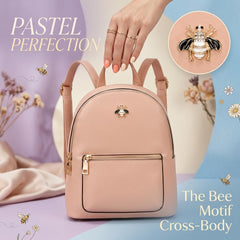 Rosvovo Leather Backpack for Women - Stylish Small Fashion Backpack Purse, Pink Casual Shoulder Bag