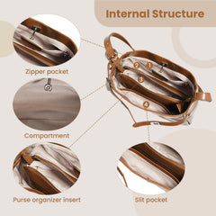 Rosvovo Genuine Leather Hobo Bag for Women, Slouchy tote Bags Purse Shoulder bag