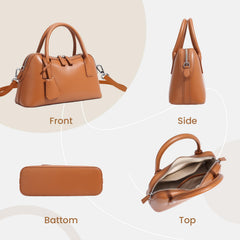 Rosvovo Genuine Leather shoulder Bag for Women with Top Handle, Satchel purse Bowler Handbags with zipper closure