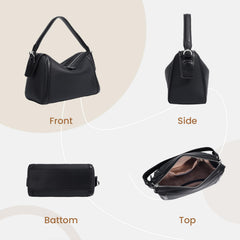 Rosvovo Genuine Leather Purse for Women with Top Handle, Leather Satchel purse Crossbody Bags Handbag with Adjustable Strap
