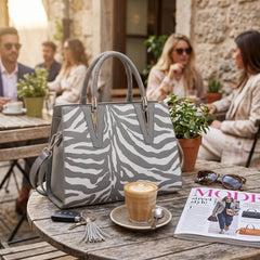 Rosvovo Zebra Print Purse | Oversized Striped Satchel Shoulder Bag, Women