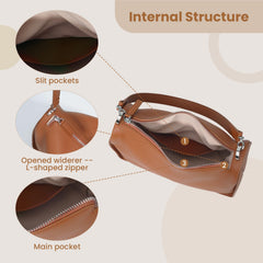 Rosvovo Genuine Leather Purses for Women, Real Leather Women's Shoulder bag Handbag Crossbody Bag Hoho bag