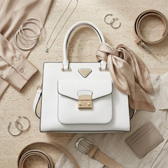 Rosvovo White Crossbody Purse for Women - Elegant Small White Handbag | Gold Hardware, Vegan Leather