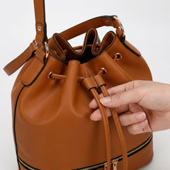 Rosvovo Leather Bucket Bags | Stylish Drawstring Purse, Shoulder Bag, Women