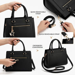 Rosvovo 336 Crossbody Bag for Women, Vegan Leather Shoulder Bag with Star Keychain & Adjustable Strap