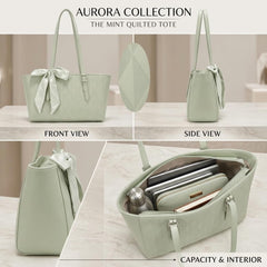 Rosvovo Tote Bag for Women | Large Capacity Tote, Stylish Mint Green Handbag, Work, School